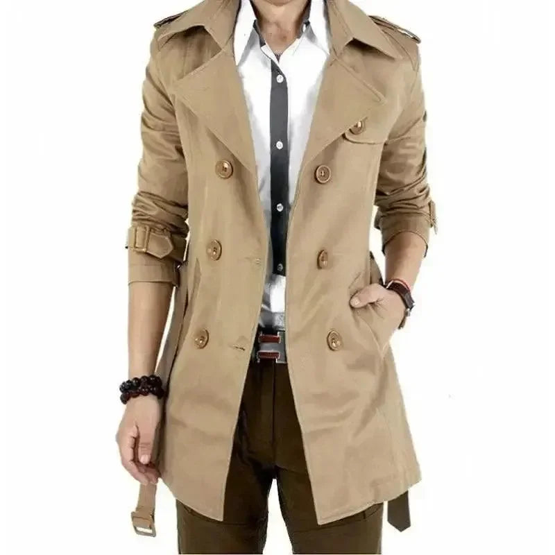 Heidi-Mode | Slim Fit Doppelreiher Herren-Trenchcoat