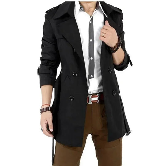 Heidi-Mode | Slim Fit Doppelreiher Herren-Trenchcoat