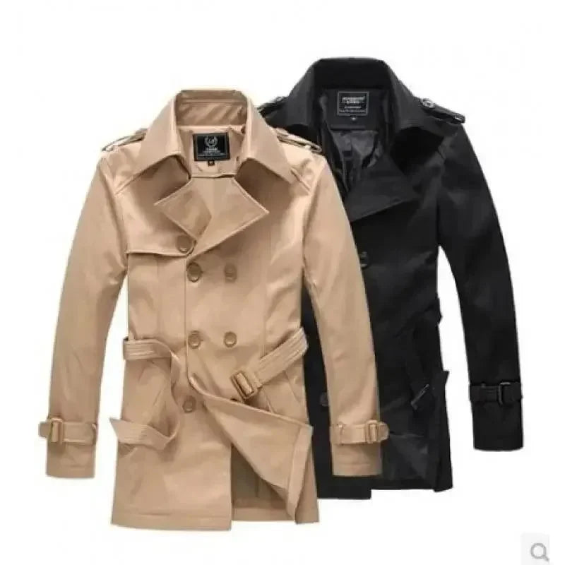 Heidi-Mode | Slim Fit Doppelreiher Herren-Trenchcoat