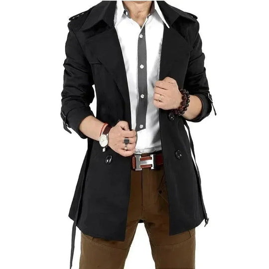 Heidi-Mode | Slim Fit Doppelreiher Herren-Trenchcoat