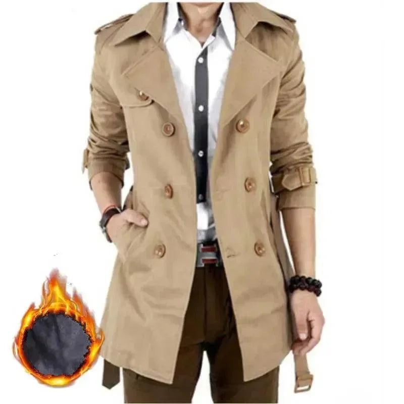 Heidi-Mode | Slim Fit Doppelreiher Herren-Trenchcoat