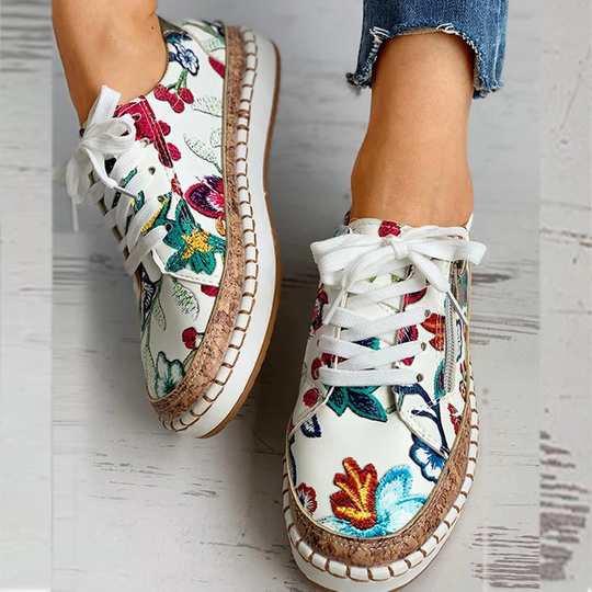 Heidi-Mode | Blumendruck Schuhe mit Ergonomischem Fußbett