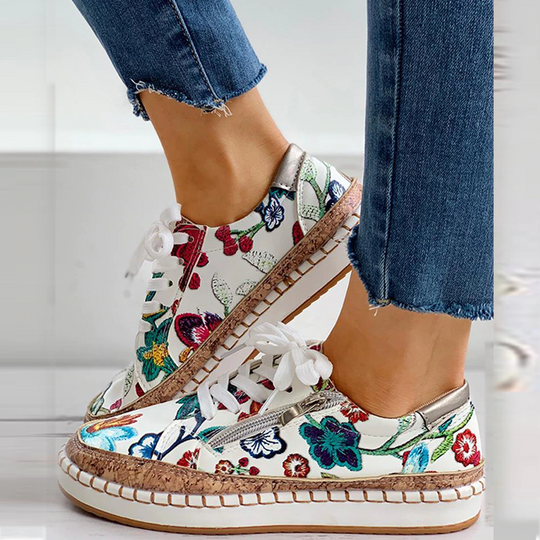Heidi-Mode | Blumendruck Schuhe mit Ergonomischem Fußbett
