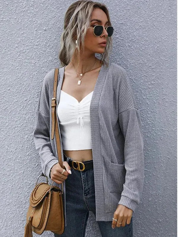 Heidi-Mode | Casual Langer Frauen Strickjacke Pullover