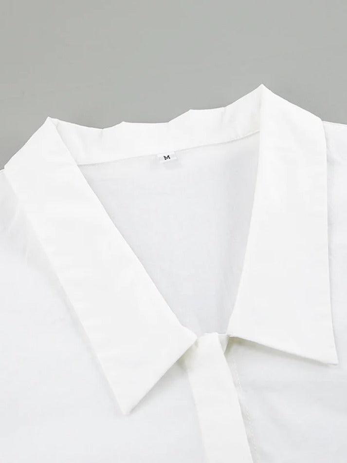 Heidi-Mode | Schlichte Puffärmel Kurz Geschnittene Lockere Lange Ärmel Bluse