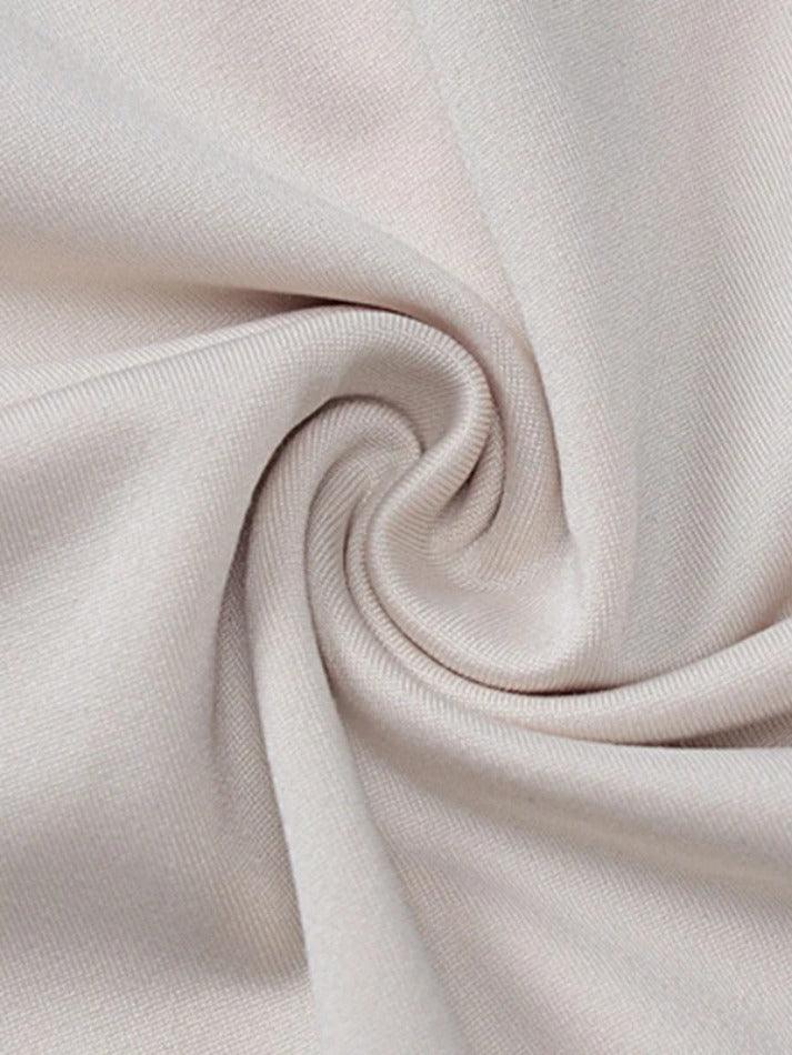 Heidi-Mode | Festes Quadratausschnitt Trompetenärmel Spalt Mini Kleid