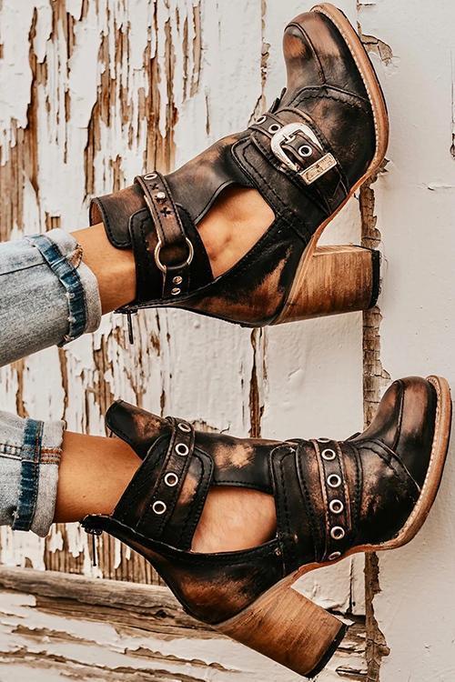 Heidi-Mode | Rustikales Stiefelette mit Blockabsatz