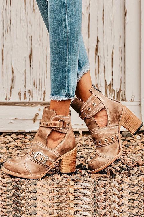 Heidi-Mode | Rustikales Stiefelette mit Blockabsatz