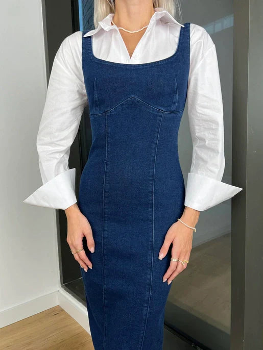 dunkelblaue Bleistiftkleid