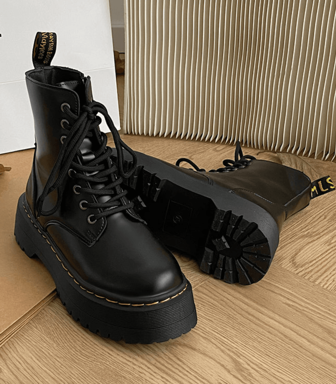 Heidi-Mode Spitze Kampfstiefel mit klobigem Absatz und Plateau