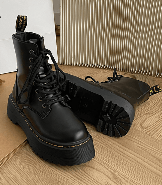 Heidi-Mode Spitze Kampfstiefel mit klobigem Absatz und Plateau