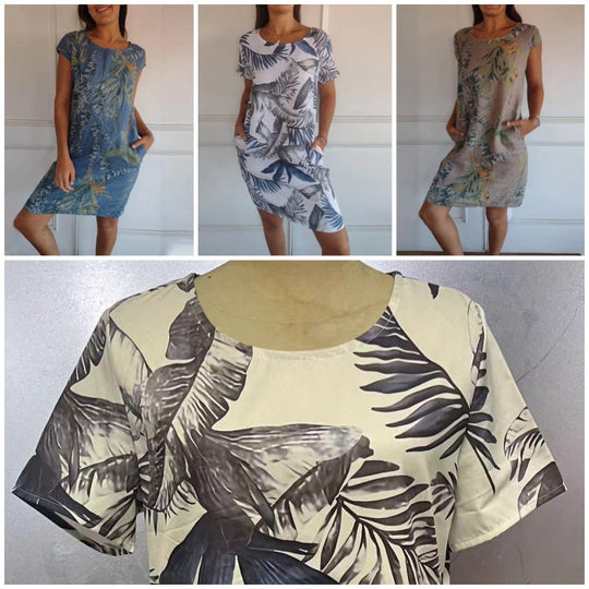 Kleid mit Rundhalsausschnitt und botanischem Print