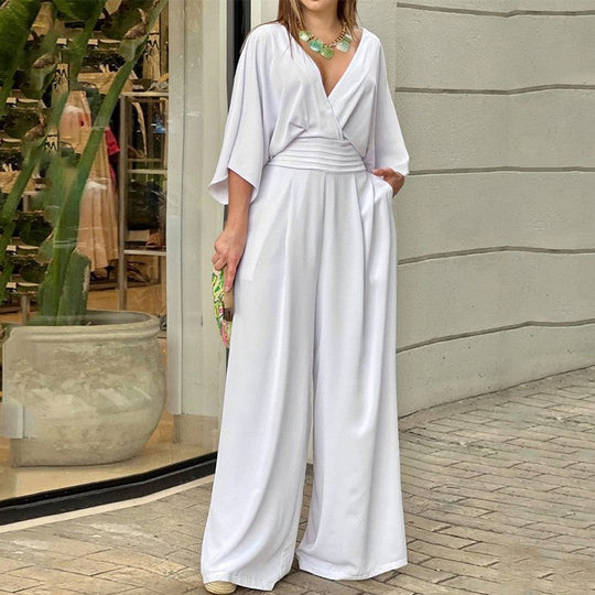 Eleganter kurzer Overall mit V-Ausschnitt für Damen