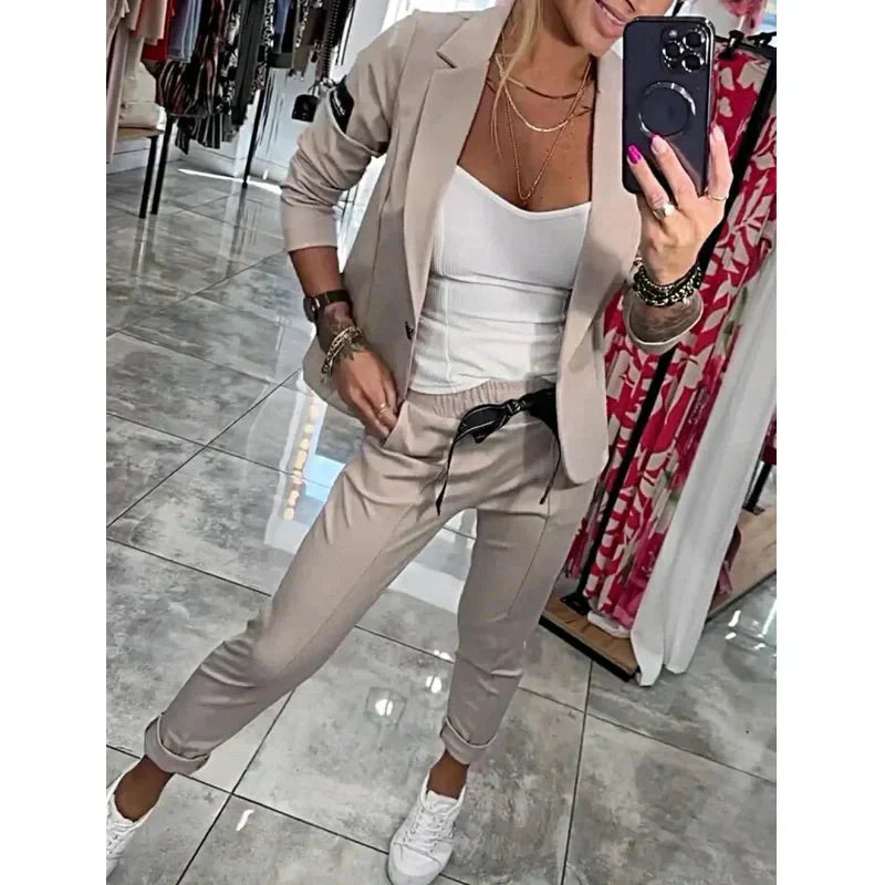 Heidi-Mode | 2-Teiliges Set Bestehend aus Einem Lässigen Blazer und Einer Hose