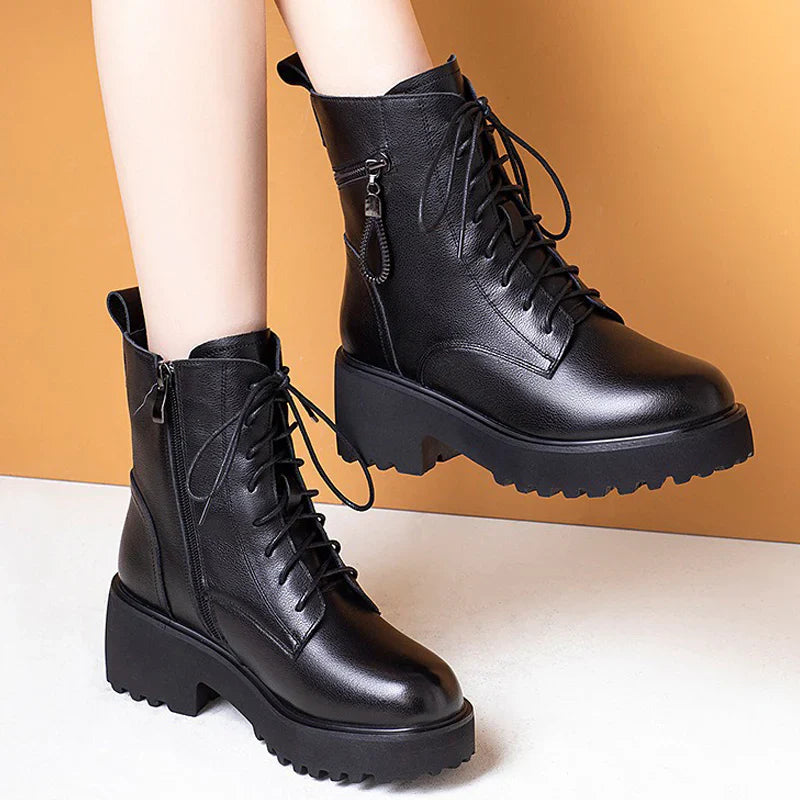 Heidi-Mode | Cozy Chic Damen Chunky Heel Pelzgefütterte Winterstiefel