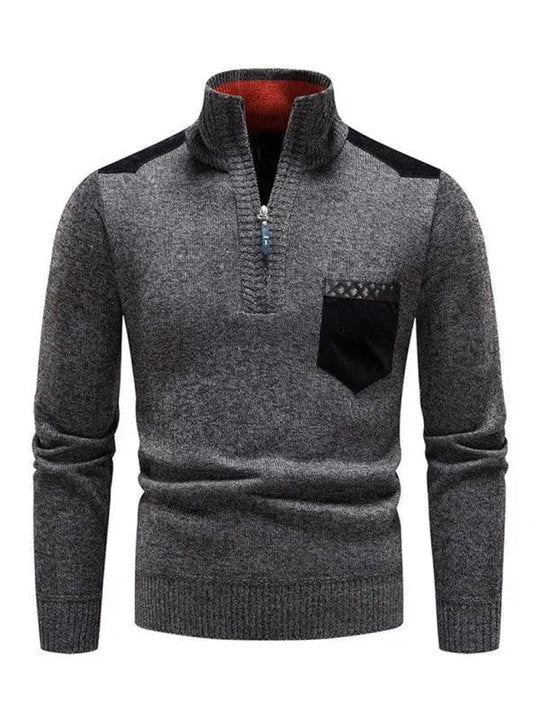 Heidi-Mode | Patchwork Reißverschluss Männer Rollkragenpullover