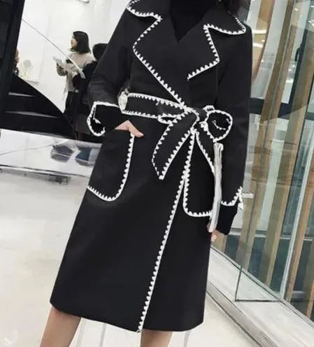 Heidi-Mode | Stich Notched Wolle Mantel Für Frauen