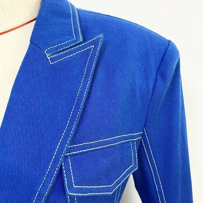 Heidi-Mode | Gestepptes Denim-Blazer für Damen - Lässig - Unifarben