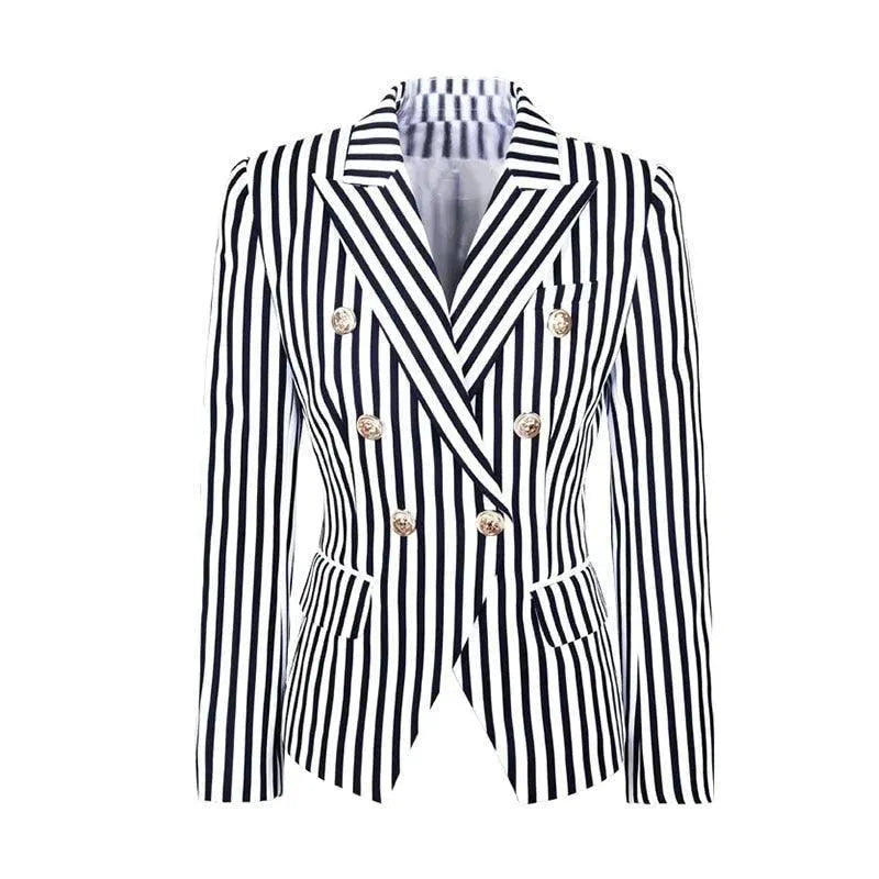 Heidi-Mode | Gestreifter Blazer Damen - Lässig - Gestreift-Pinstripe