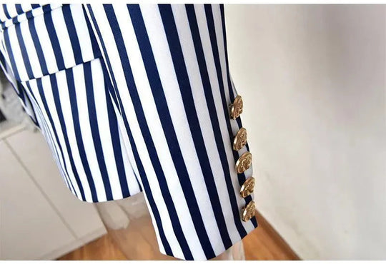 Heidi-Mode | Gestreifter Blazer Damen - Lässig - Gestreift-Pinstripe