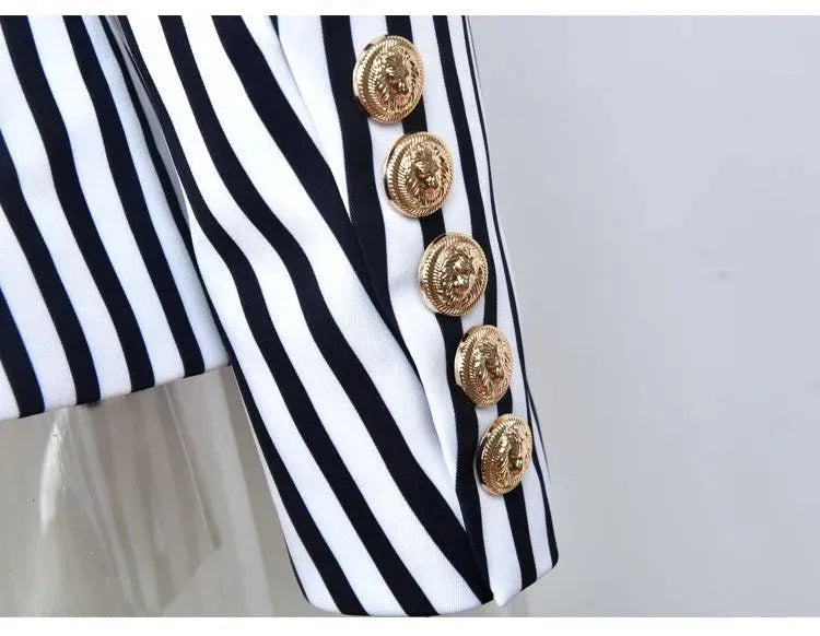 Heidi-Mode | Gestreifter Blazer Damen - Lässig - Gestreift-Pinstripe