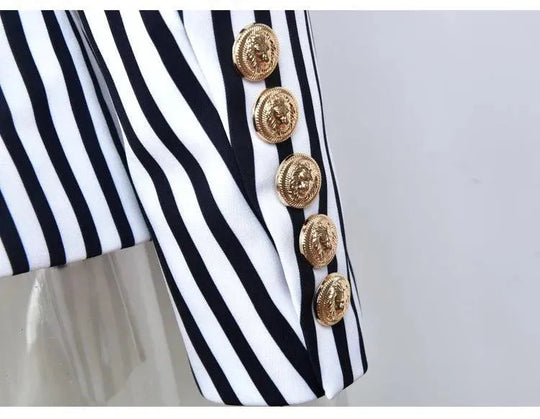 Heidi-Mode | Gestreifter Blazer Damen - Lässig - Gestreift-Pinstripe