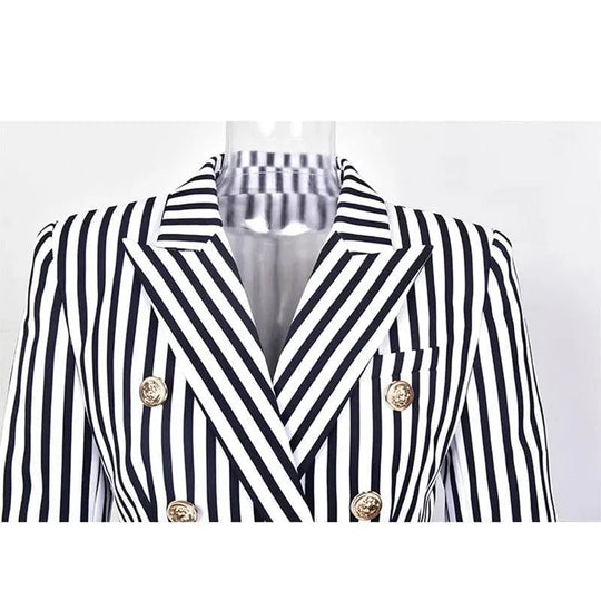 Heidi-Mode | Gestreifter Blazer Damen - Lässig - Gestreift-Pinstripe