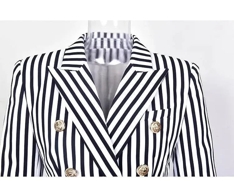 Heidi-Mode | Gestreifter Blazer Damen - Lässig - Gestreift-Pinstripe