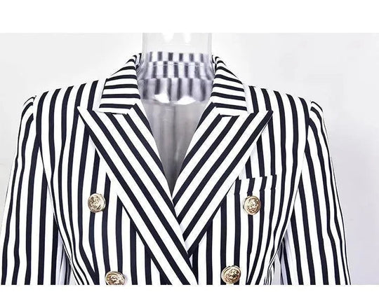 Heidi-Mode | Gestreifter Blazer Damen - Lässig - Gestreift-Pinstripe
