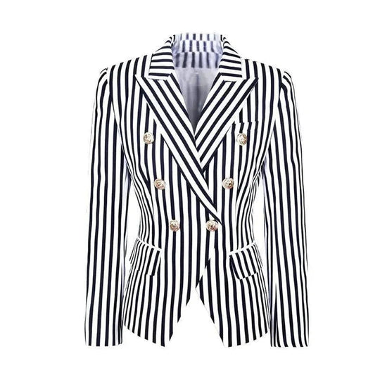 Heidi-Mode | Gestreifter Blazer Damen - Lässig - Gestreift-Pinstripe