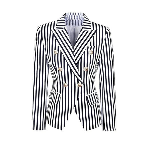 Heidi-Mode | Gestreifter Blazer Damen - Lässig - Gestreift-Pinstripe