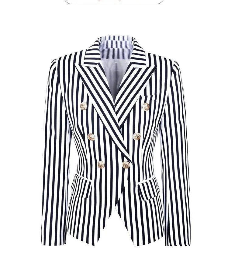 Heidi-Mode | Gestreifter Blazer Damen - Lässig - Gestreift-Pinstripe