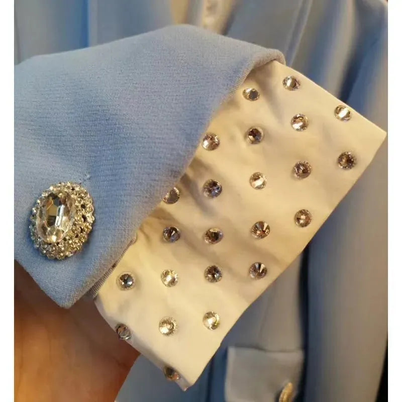 Heidi-Mode | Stylischer langer doppelt knöpfiger Blazer für Damen - Leger - Unifarben