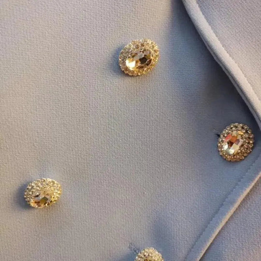 Heidi-Mode | Stylischer langer doppelt knöpfiger Blazer für Damen - Leger - Unifarben