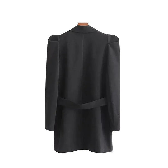 Heidi-Mode | Stylischer Vintage Langer Blazer Damen - Vintage - Einfarbig