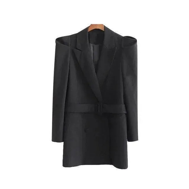 Heidi-Mode | Stylischer Vintage Langer Blazer Damen - Vintage - Einfarbig