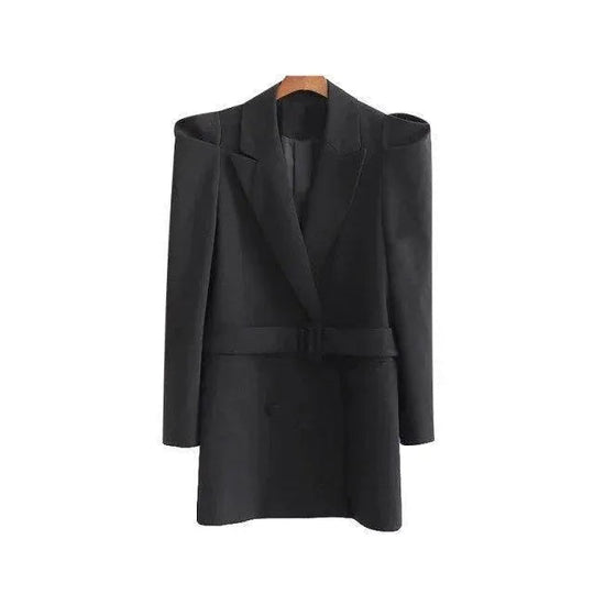 Heidi-Mode | Stylischer Vintage Langer Blazer Damen - Vintage - Einfarbig