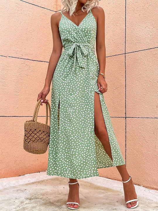 Ibiza Boho Jurk Met V-hals En Stippen