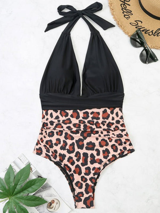 Heidi-Mode | Bademode Damen Einteiler Halter sexy Farbblock Bauchbedeckender Bikini Badeanzug