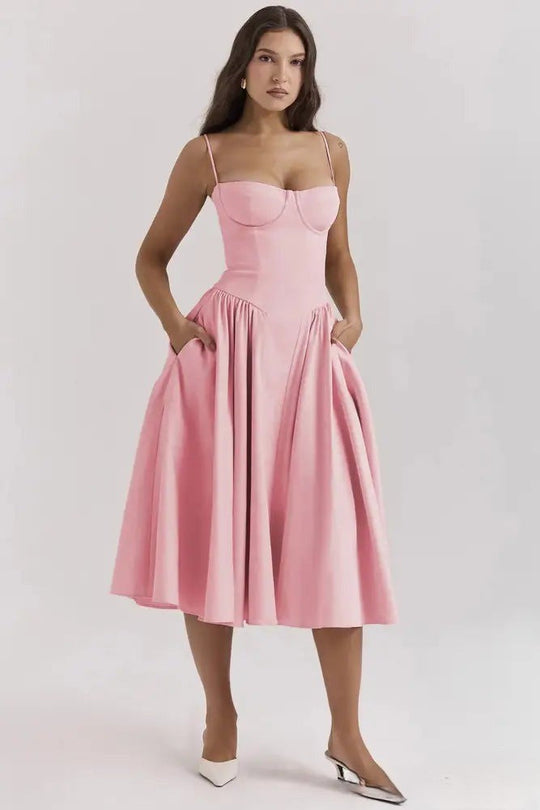 Heidi-Mode | Korsett Midikleid mit Ärmeln Attraktive Passform
