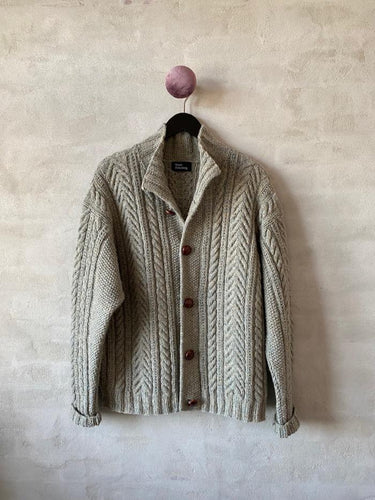 Heidi Einfarbige Graue Kragenlose Strickjacke