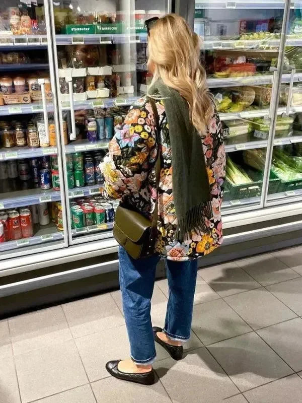 Heidi-Mode | Trendy Lockere Winter Druck Steppjacke