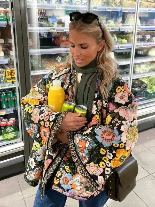 Heidi-Mode | Trendy Lockere Winter Druck Steppjacke