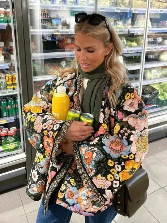 Heidi-Mode | Trendy Lockere Winter Druck Steppjacke