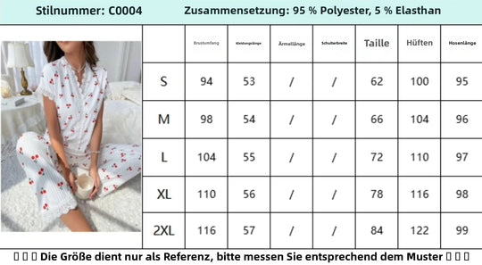 Heidi Mode | Schlafanzug mit Kirschdruck und Revers