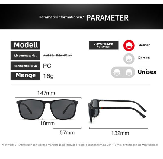 Heidi Mode | UV-Schutz quadratische polarisierte Sonnenbrille mit großem Rahmen