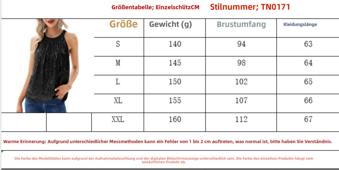 Heidi Mode | Weste mit Pailletten und Kragen