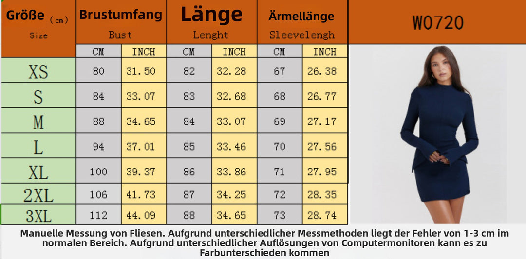 Heidi Mode | Schmal geschnittenes, langärmeliges, hüftumspielendes Kleid