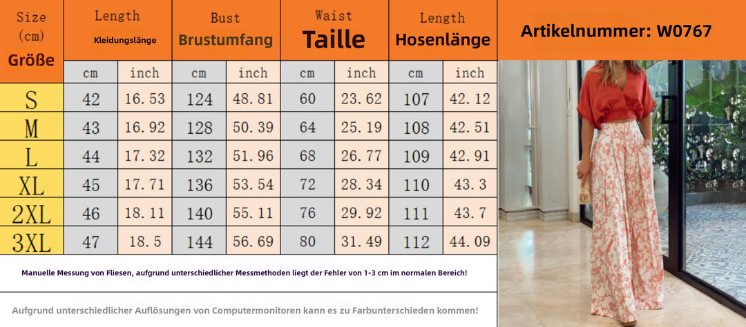 Heidi Mode | Zweiteiliges Set mit V-Ausschnitt und Hose mit weitem Bein