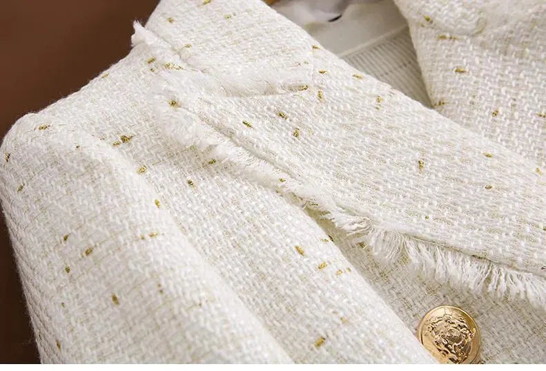 Heidi-Mode | Tweed Blazer Damen - Lässig - Unifarben